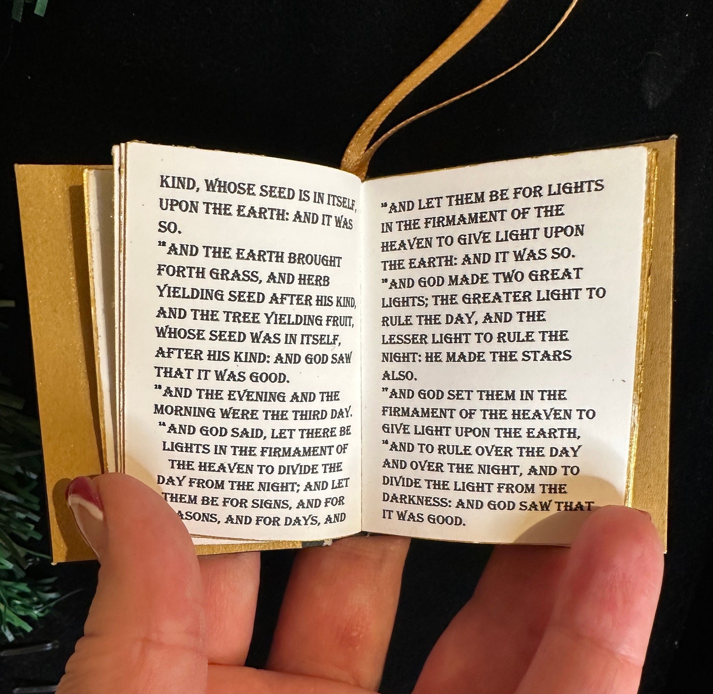 Holy Bible Gold Embossed Miniature Book Christmas Ornament