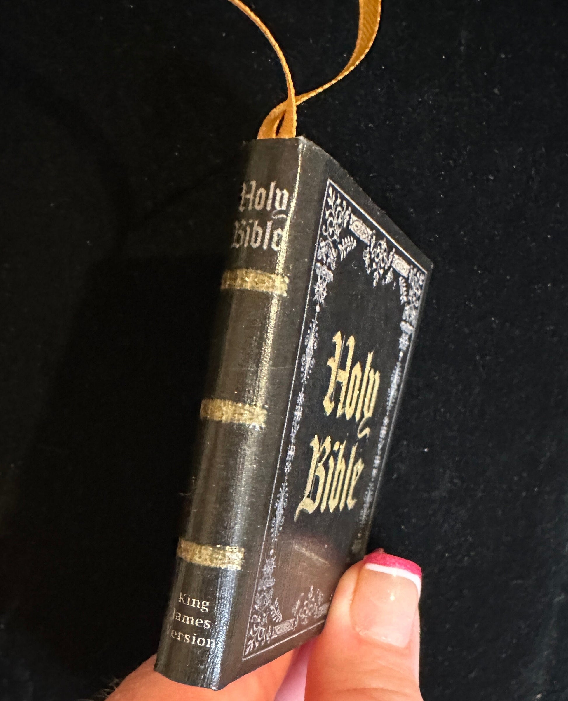 Holy Bible Gold Embossed Miniature Book Christmas Ornament